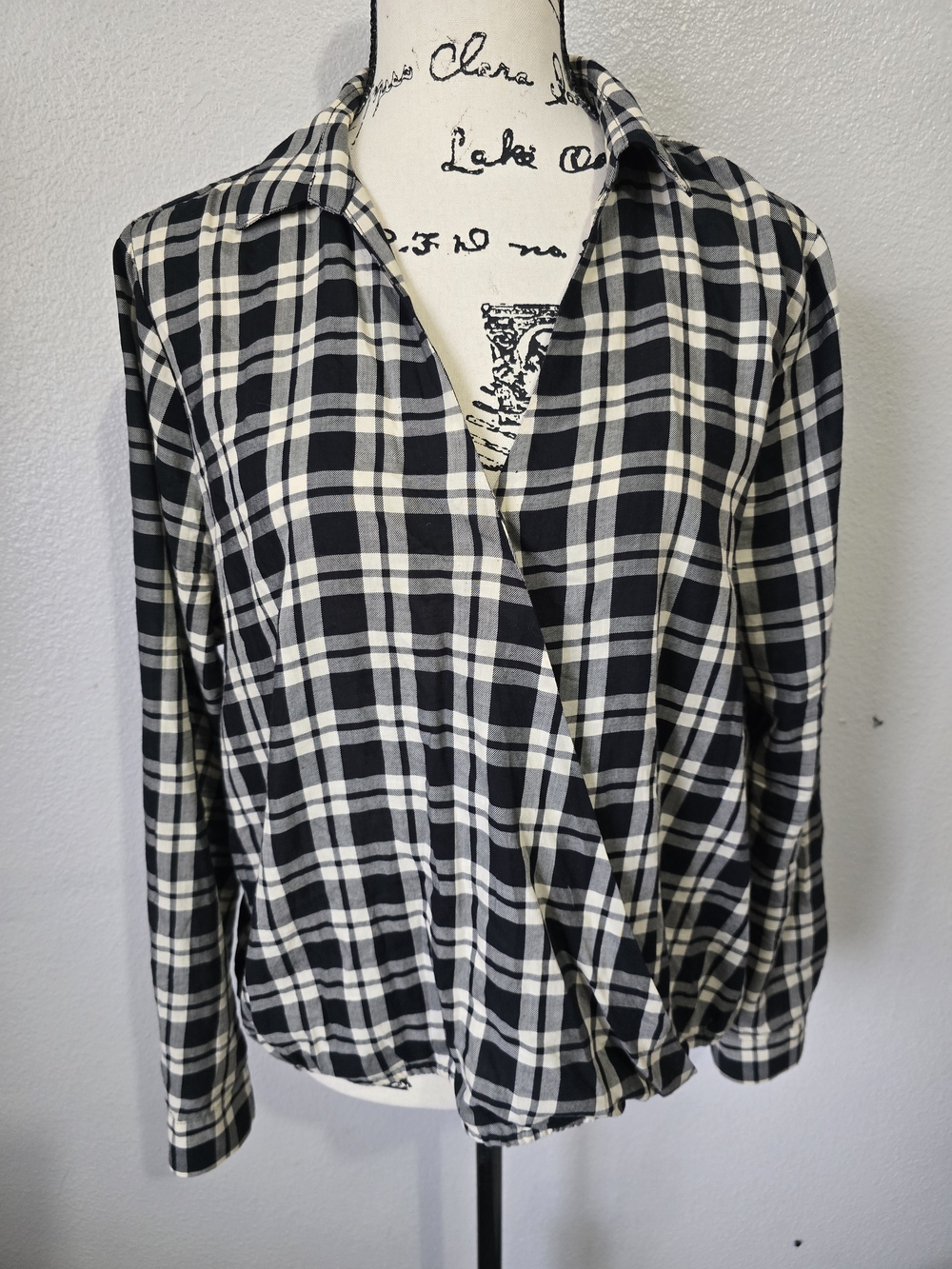 Madewell Arion Plaid Faux Wrap Shirt Womens Long Sleeve Large